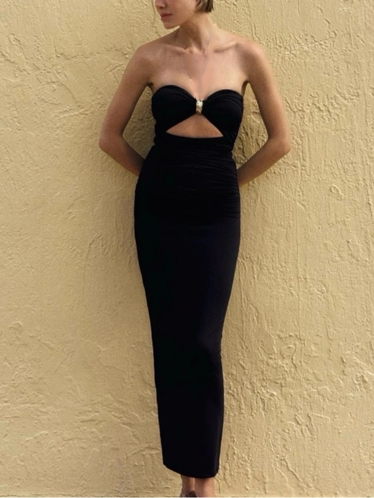 Zara Cutout Maxi Dress In Black